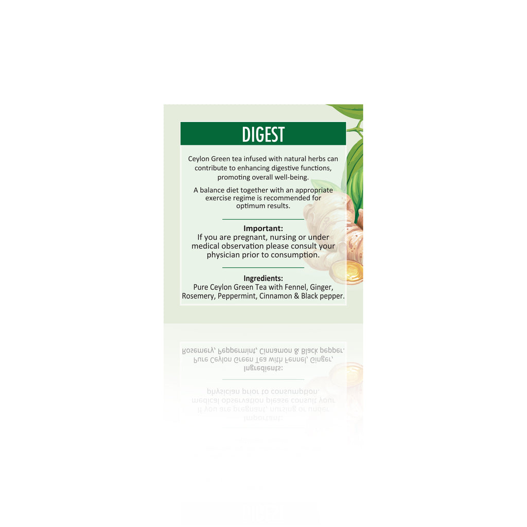 Fennel, ginger, peppermint, and Ceylon green tea for Teacord Digest Blend