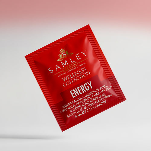 Red packet of Teacord Wellness Collection Energy on a light gray background