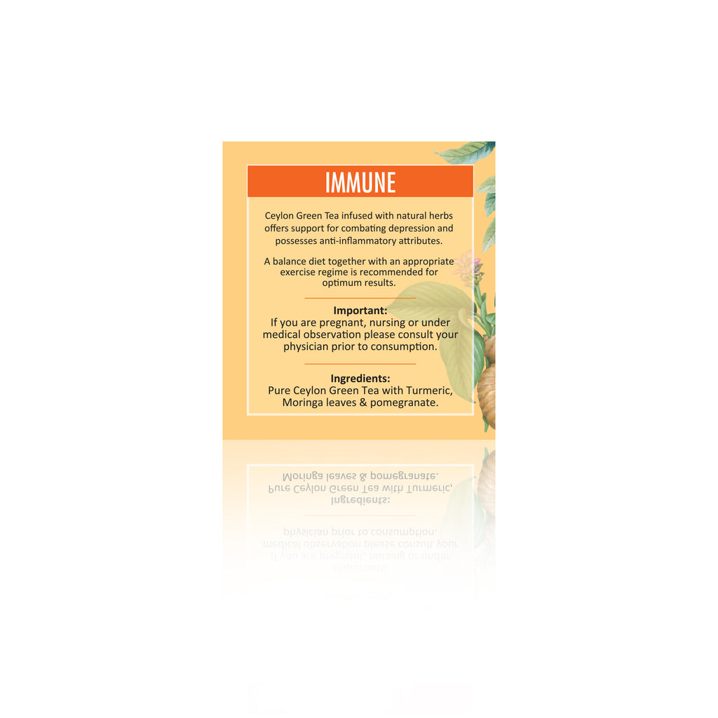 Turmeric, pomegranate, moringa, and Ceylon green tea for Teacord Immune Blend